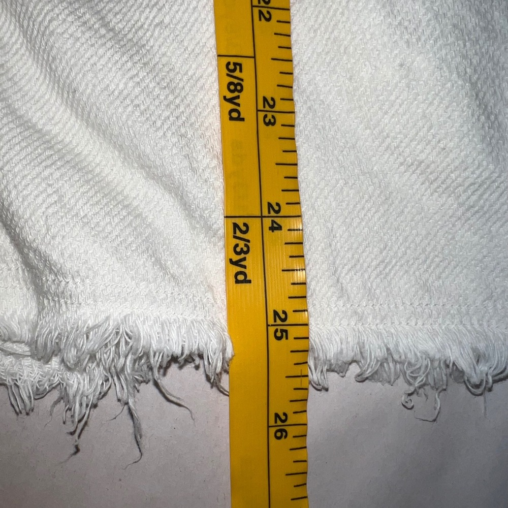 Zara Oversized White Denim Jacket Womens S Frayed Hem Button Down Shacket - Picture 11 of 11